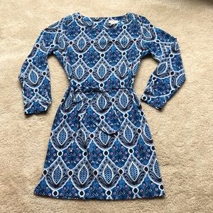 Loft Outlet Blue Pattern Long-Sleeve Dress - Sz. L